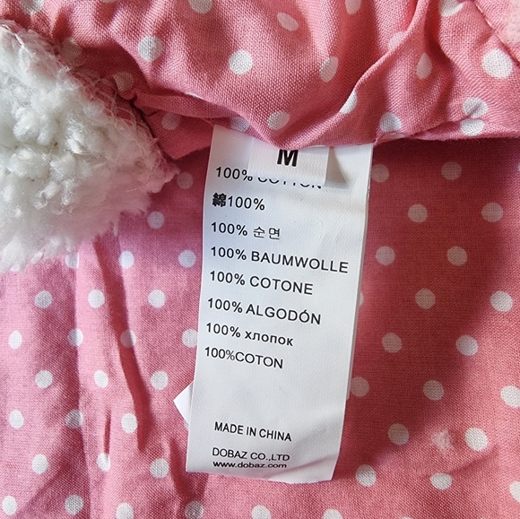 ๐๏ธ Dobaz Sherpa Pink Polka Dot Dog Hoodie Sweater Size M - Picture 7 of 10